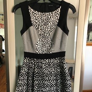 Karen Millen black and white leopard A-line dress